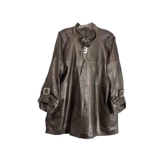 50 B XXL XL Toto Group Iridescent Mauve Lambskin Jacket Coat Snaps Leather - Picture 1 of 5
